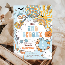Två taloky Retro Halloween-pojken andra födelsedag Inbjudningar