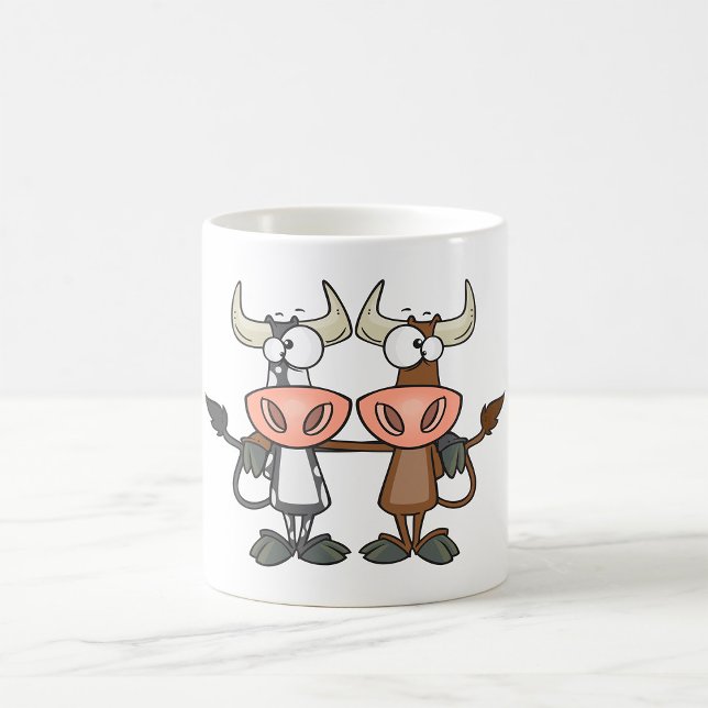 Två Tecknade Kor Kaffemugg (Skapare uppladdad)