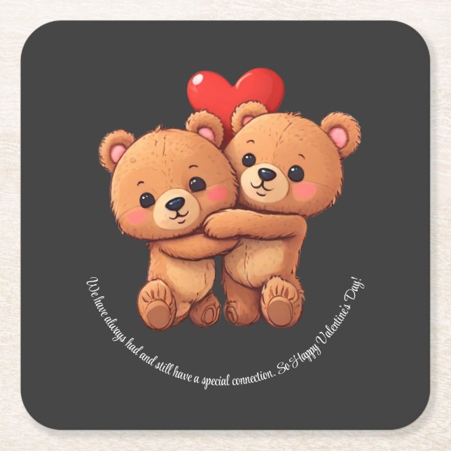 Två tecknader bär på kramning. underlägg papper kvadrat (Framsidan)