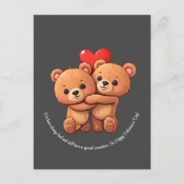 Två tecknader bär på kramning. vykort