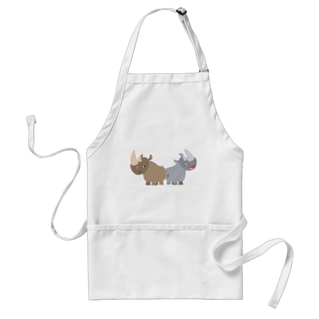 Två Tecknader Rhinos Cooking Apron Förkläde (Framsidan)