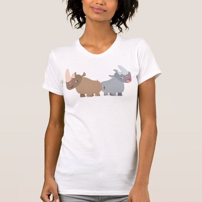 Två Tecknader Rhinos Women T-Shirt (Framsida)