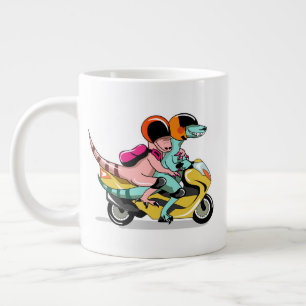 Två Tecknaders Rapktorer som rider en skotte. Jumbo Mugg
