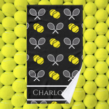 Två tennis Bollar och White Rackets Mönster Black
