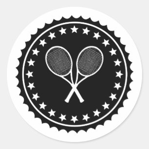 Två tennis racquet w stjärnor etikett