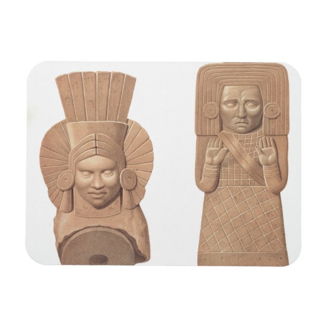 Två terracotta figurer av kvinnor från Palenque, p Magnet (Horisontell)