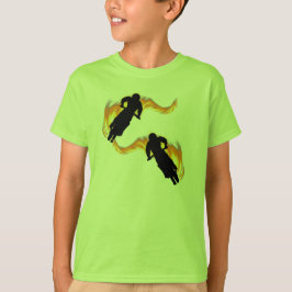 Två terrängmotorcyklar med flamma t-shirt