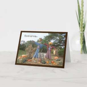 Två Thanksgiving för humoriserade Fågelskrämmor Helgkort