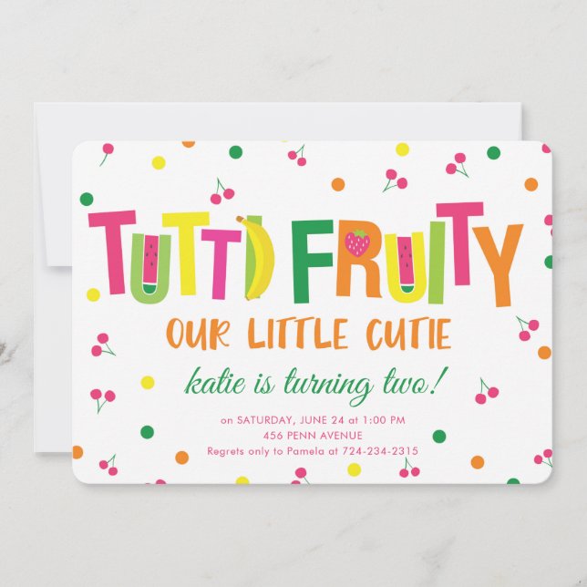 Två-Ti Fruiti andra Födelsedagsfest inbjudan (Framsida)