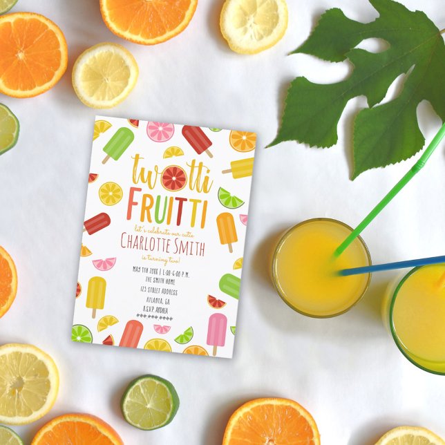 Två-ti Fruitti Citrus Ice Pop andra födelsedagen Inbjudningar (Skapare uppladdad)