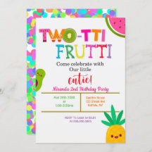 Två-ti Frutti 2:a Inbjudningskortet för Födelsedag
