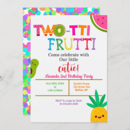 Två-ti Frutti 2:a Inbjudningskortet för Födelsedag