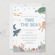 Två till havet Söt akvarell Blå Pojke 2-årsdag 