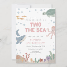 Två till havet Söt rosa akvarell flicka 2-årsdag