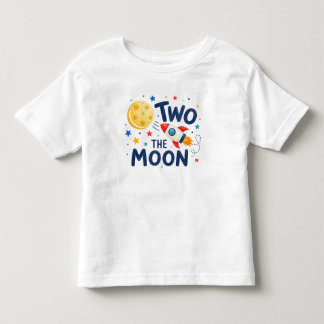 Två till månen 2-års födelsedagsraket Söt rymd T Shirt