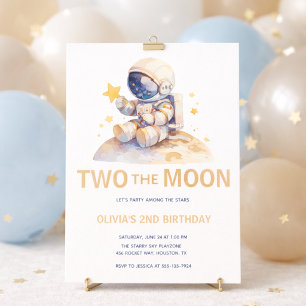 Två Till Månen Rymd Astronaut 2-årsdag Inbjudningar