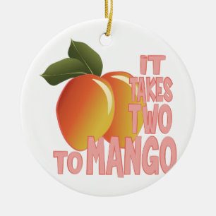 Två till mango julgransprydnad keramik