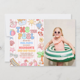 Två Till Poolen Sommar 2-års Födelsedags Pool Foto Inbjudningar