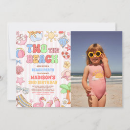 Två till stranden sommar 2-års födelsedagsfoto inbjudningar