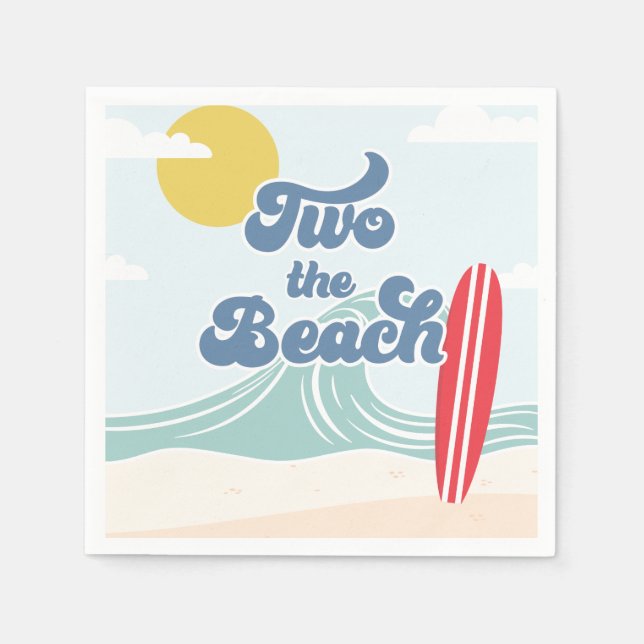 Två till stranden Surf Beach 2-årsfest Pappersservett (Framsidan)