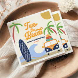 Två Till Stranden Surf Blå 2-års Födelsedagsfest Pappersservett