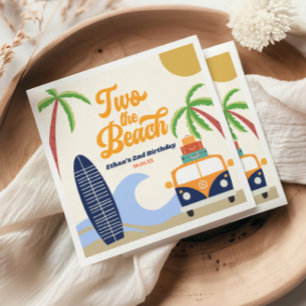 Två Till Stranden Surf Blå 2-års Födelsedagsfest Pappersservett