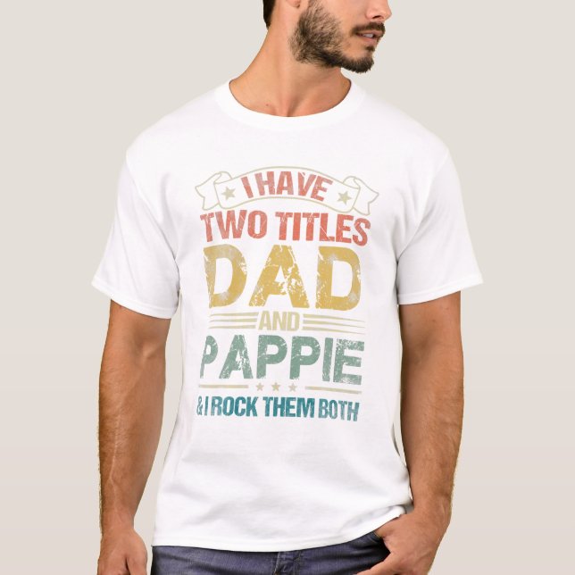 två Titles Pappa och Pappie T Shirt (Framsida)