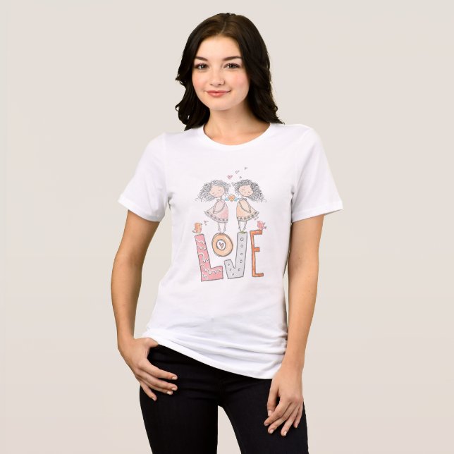 Två tjejer i kärlek t shirt (Framsida Full)