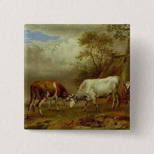 Två tjurar med låste Horns, 1653 Knapp (Framsida)
