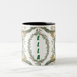 Två ton anpassade blommigt kaffe mugg