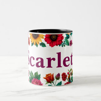 Två ton anpassade blommigt kaffe mugg