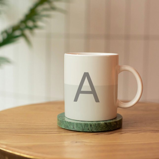 Två ton Grått monogram anpassat alfabet Kaffemugg (Two Tone Initial Mug)