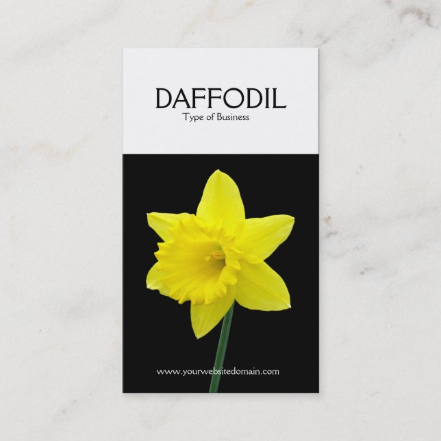 Två ton Lodrät Daffodil (svart) Visitkort (Framsida)