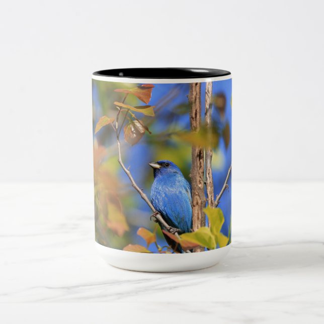 Två ton mugg med bild av indigo buntning (Center)