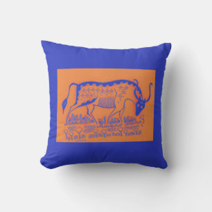 Två-ton Mycenaean Grekiska inspired Bull Pillow Kudde