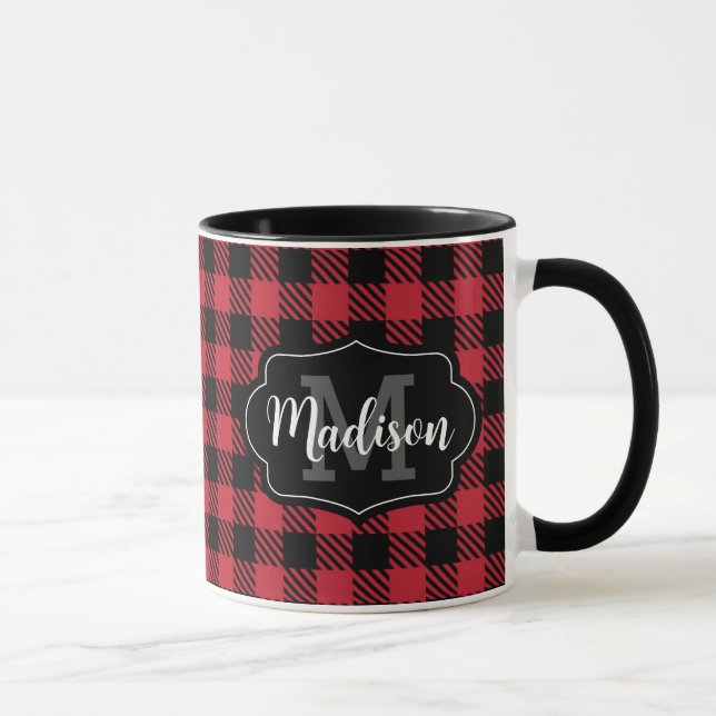 Två ton Red Black Buffalo Play Monogram Mugg (Höger)