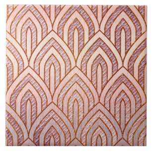 Två ton Rosa Art Deco-keramik Kakelplatta