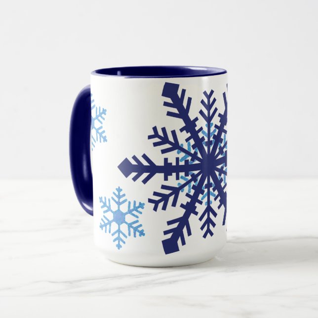 Två ton Snöflingor Mugg (Framsida vänster)