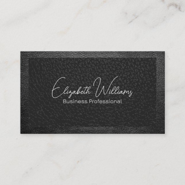 Två ton svart läder Struktur Visitkort (Framsida)