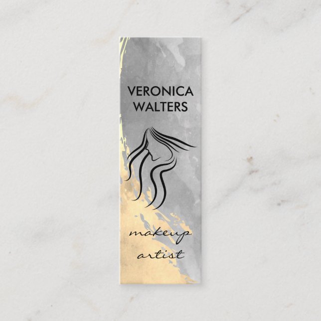 Två ton vattenfärgsruta, pennanteckning | Hairstyl Mini Visitkort (Framsida)