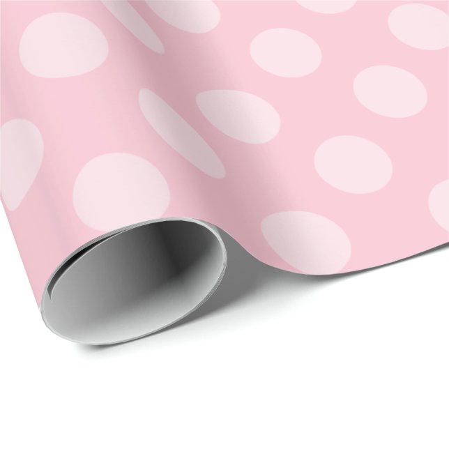 Två-tona pastellfärgad rosa polka dots presentpapper (Rullad Hörn)