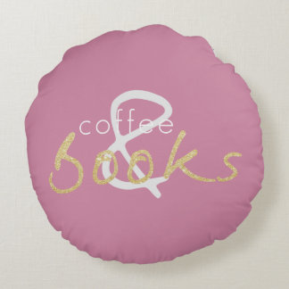 Två tonade Bokar och kafferundans fyllning Rund Kudde