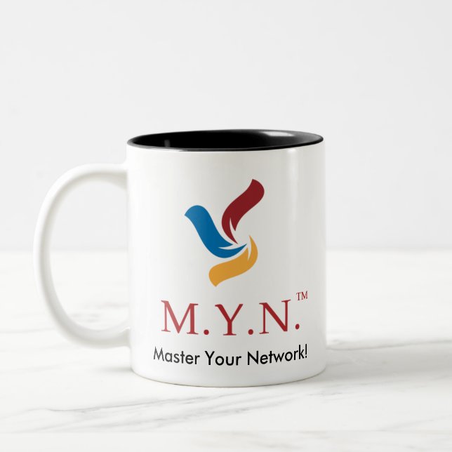 Två tonar kaffemuggen - MYN-logotyp Två-Tonad Mugg (Vänster)