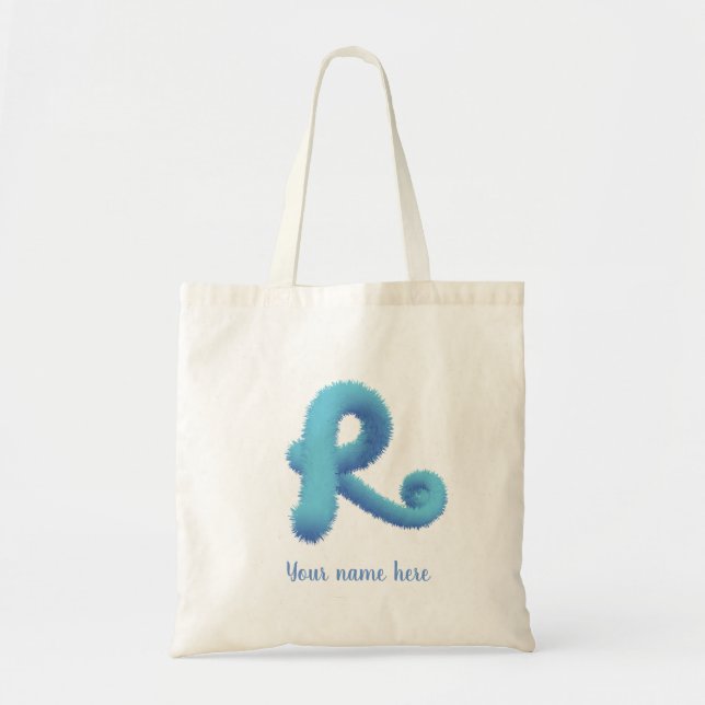 två tonars blå hastighet R monogram och inledande Tygkasse (Framsidan)