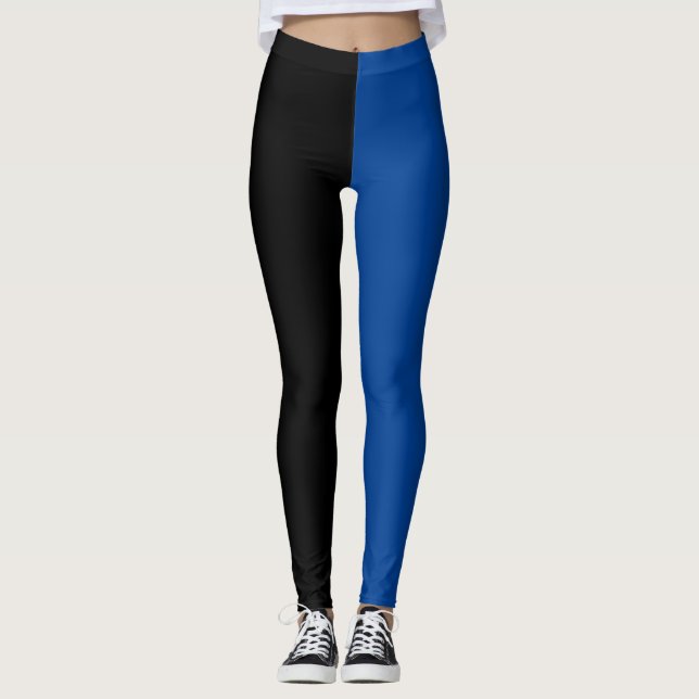 Två Tone Blue Black Halloween Leggings (Framsida)