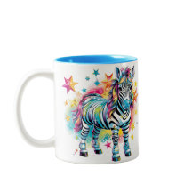 Två Tone Blue & White Zebra Mugg