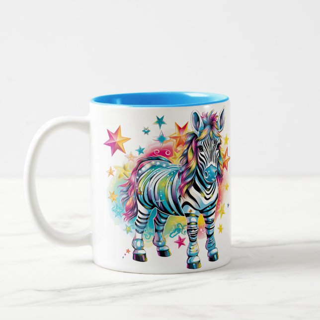 Två Tone Blue & White Zebra Mugg (Vänster)