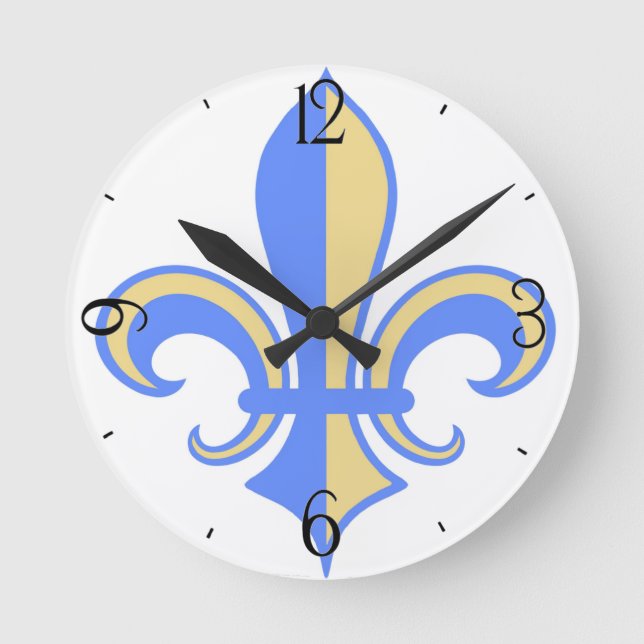 Två Tone Fleur-de-Lis Rund Klocka (Framsida)