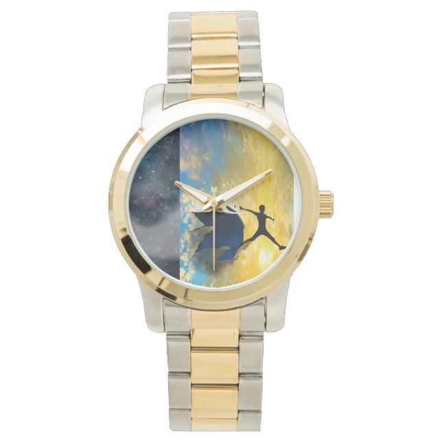 Två-Tone Guld och Silver Quantum Jumps Wristwatch Armbandsur (Framsida)