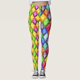 Två Tone Mardi Gras Diamonds Pop Mode Leggings